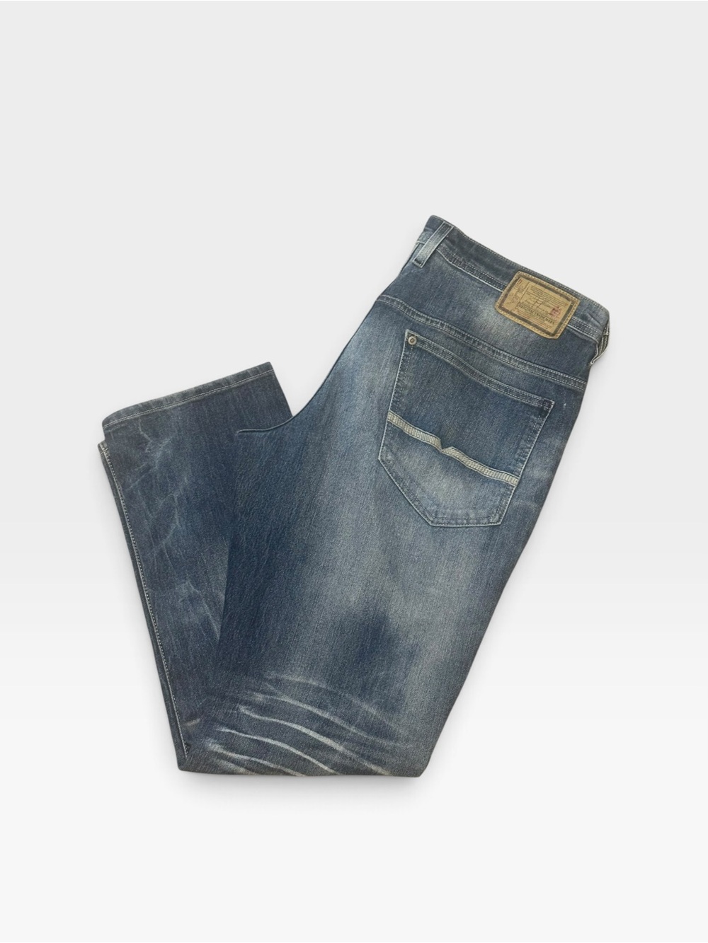 Buffalo David Bitton Distressed Blue Straight Jeans